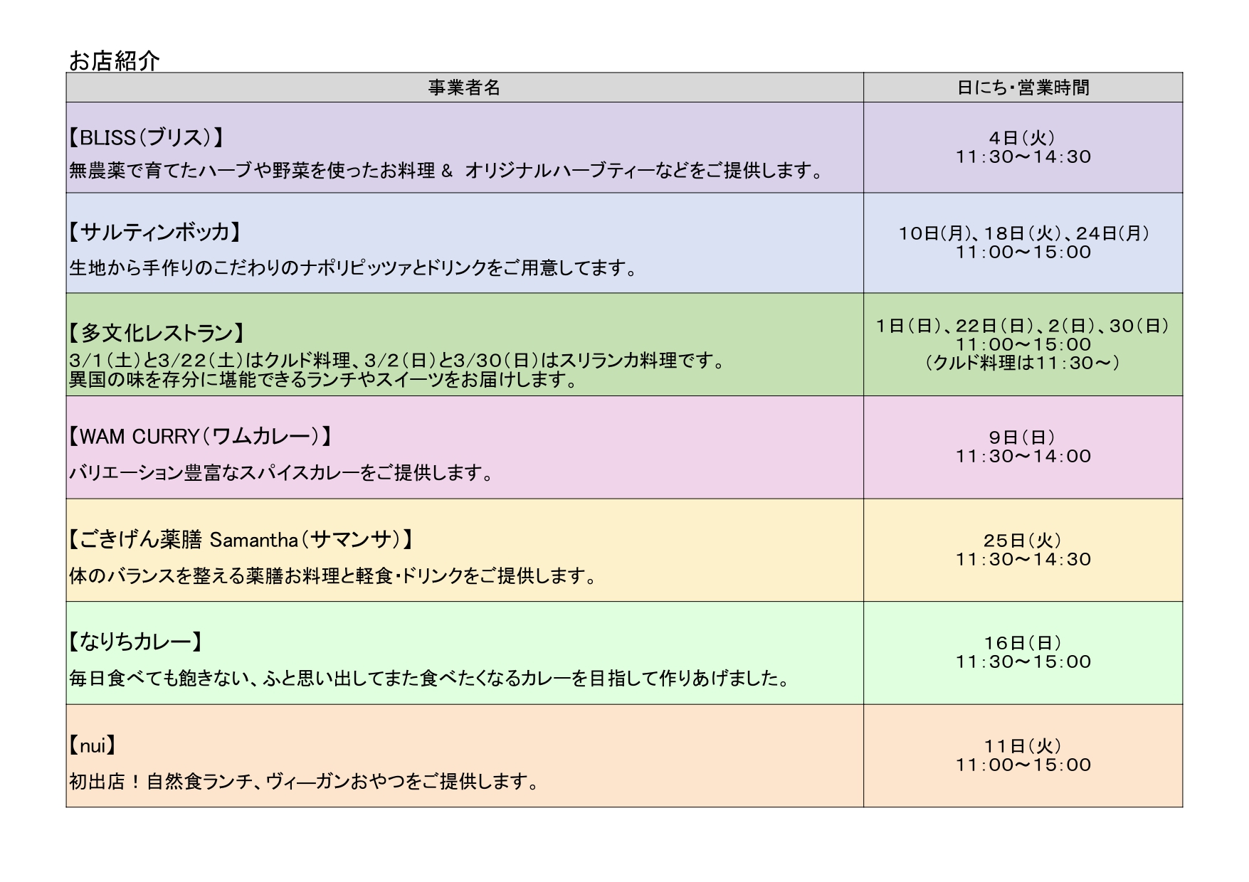 UECHUカフェ】2025年3月営業カレンダー – まちのキャンパス – UECHU –